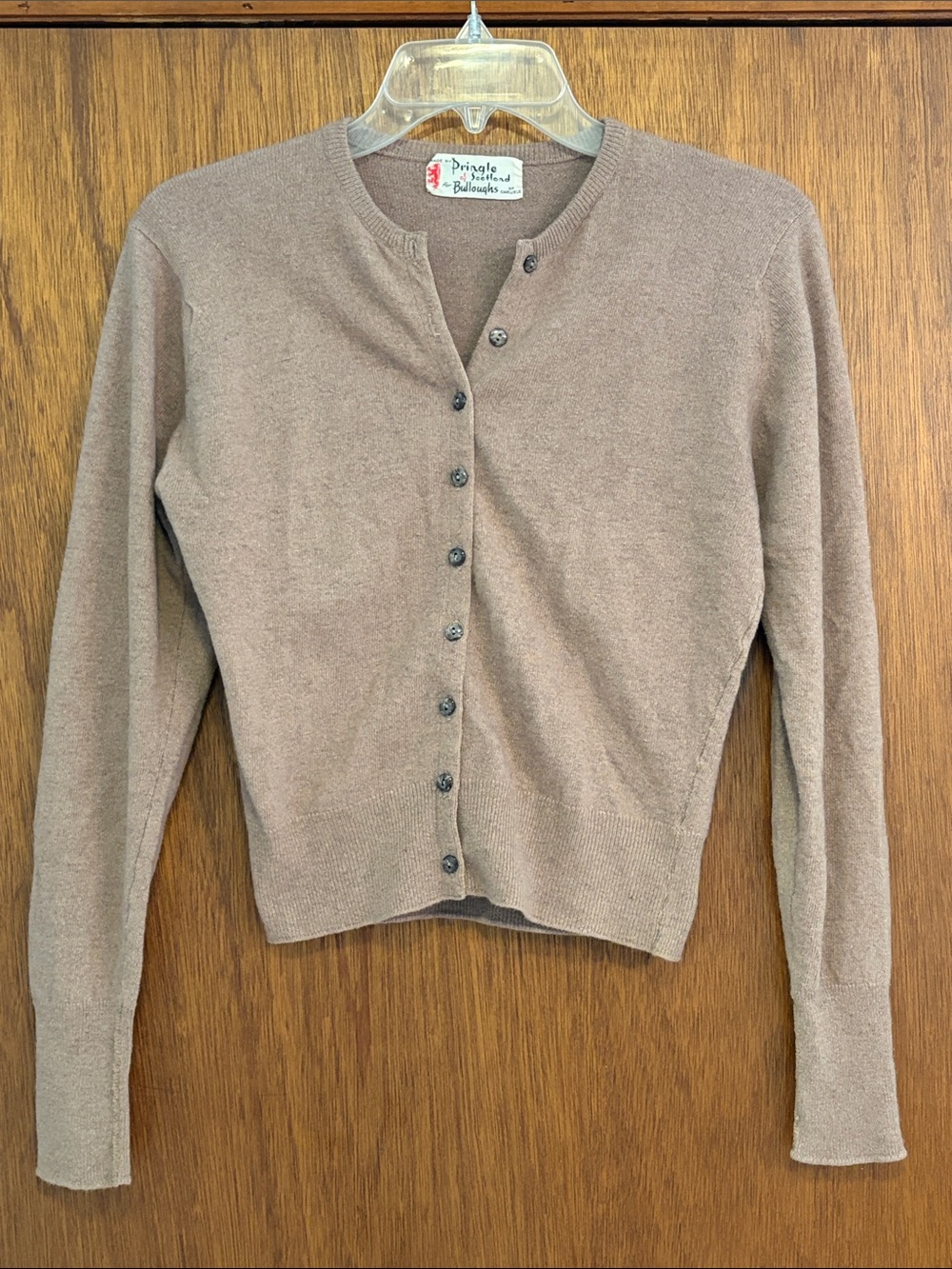 Pringle of Scotland for Bulloughs 100% Pure Cashmere Cardigan Sweater Taupe